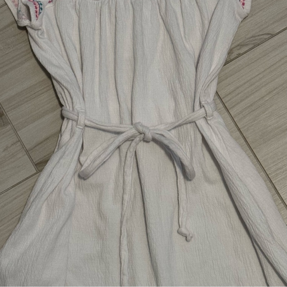 Girl's Carter's White Embroidered Short Sleeve Dress with Waist Tie Size 6 - Picture 5 of 8